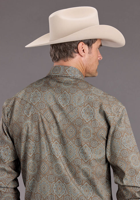 Stetson Mens 2395 Victorian Paisley Brown 100% Cotton L/S Shirt