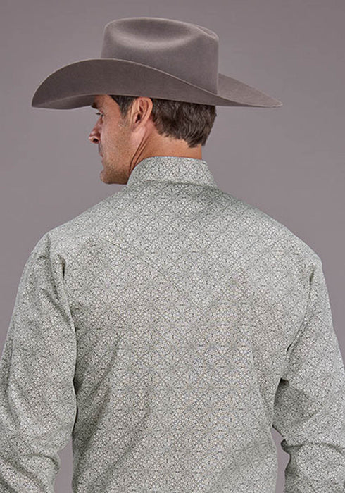 Stetson Mens 2518 Pewter Filigree Grey 100% Cotton L/S Shirt
