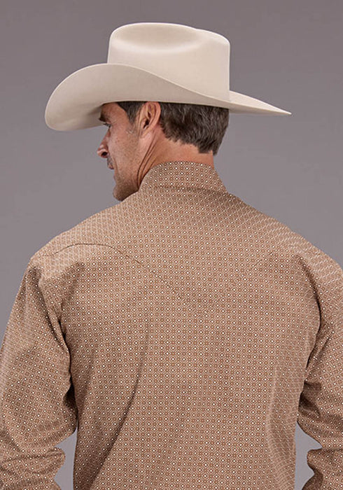 Stetson Mens 2516 Spice Mosaic Brown 100% Cotton L/S Shirt