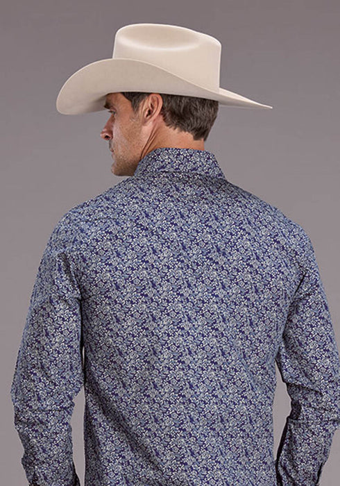 Stetson Mens 2523 Vintage Prairie Blue 100% Cotton L/S Shirt