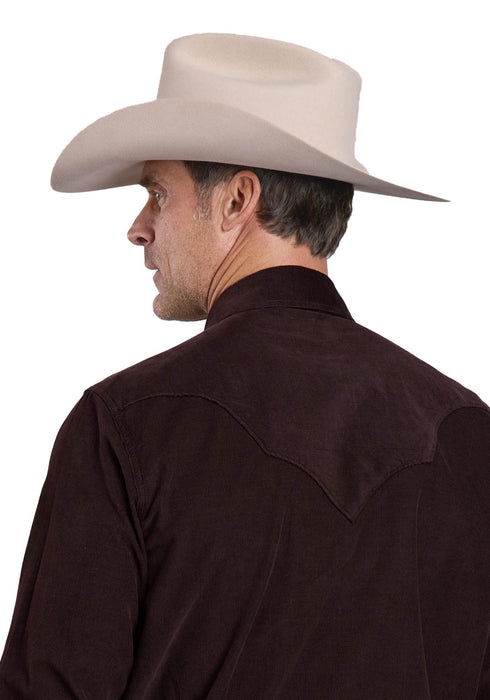 Stetson Mens Corduroy Western Brown 100% Cotton L/S Shirt