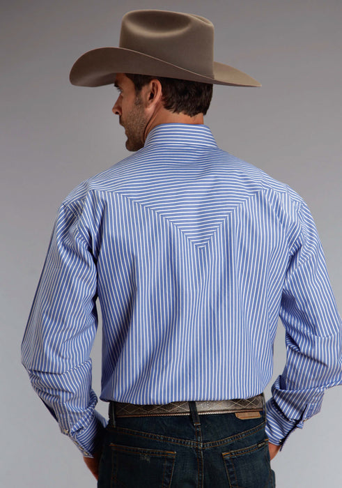 Stetson Mens Candy Stripe Periwinkle 100% Cotton L/S Shirt