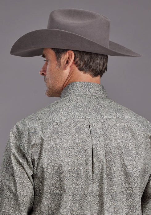 Stetson Mens 2144 Sterling Medallion Grey 100% Cotton 1 Pkt L/S Shirt