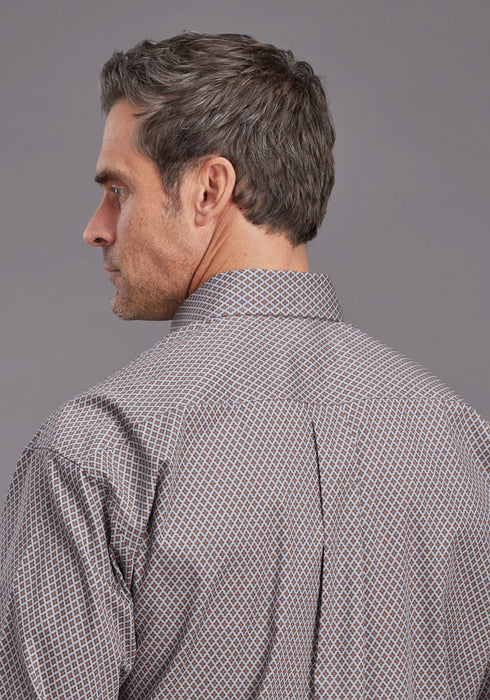 Stetson Mens 2145 Mini Foulard Grey 100% Cotton 1 Pkt L/S Shirt