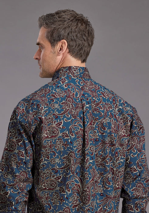 Stetson Mens 2230 Vintage Paisley Blue 100% Cotton 1 Pkt L/S Shirt