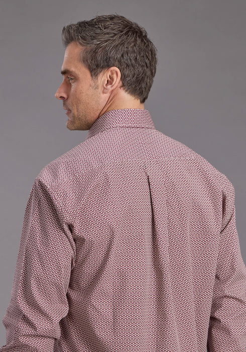 Stetson Mens Ruby Eye Geo Wine 100% Cotton 1 Pkt L/S Shirt