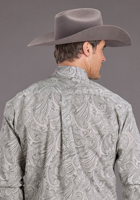 Stetson Mens 2394 Paisley Smoke Grey 100% Cotton 1 Pkt L/S Shirt
