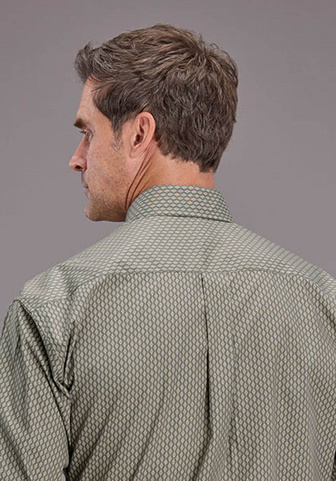 Stetson Mens 2517 Smoke Diamonds Grey 100% Cotton L/S Shirt