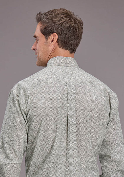 Stetson Mens 2518 Pewter Filigree Grey 100% Cotton 1 Pkt L/S Shirt