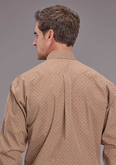 Stetson Mens 2516 Spice Mosaic Brown 100% Cotton 1 Pkt L/S Shirt