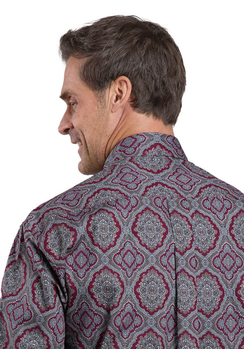 Stetson Mens Medallion Paisley Wine 100% Cotton 1 Pkt L/S Shirt