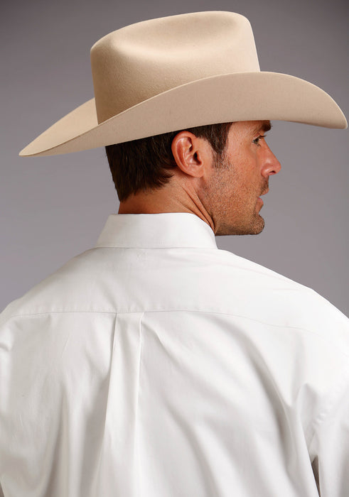 Stetson Mens White 100% Cotton Solid Oxford BD L/S 1 Pkt Shirt
