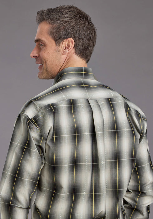 Stetson Mens 2228 Coal Ombre Black 100% Cotton 1 Pkt L/S Shirt