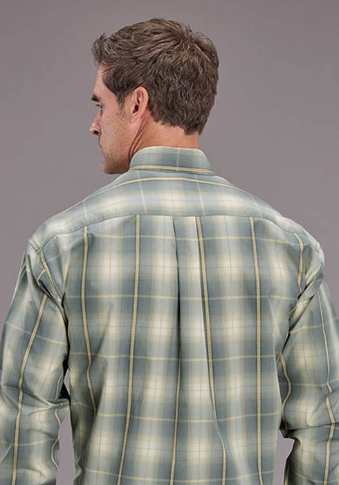 Stetson Mens Gold Dust Ombre Grey 100% Cotton 1 Pkt L/S Shirt