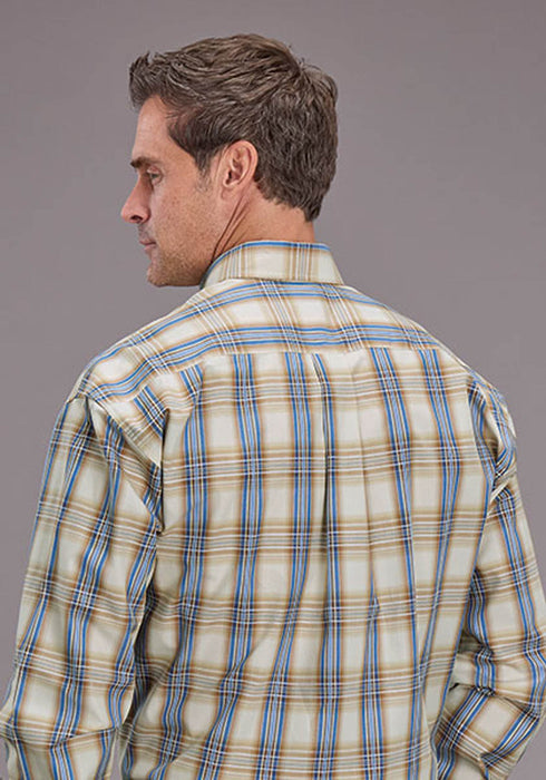 Stetson Mens 2514 Cinnabar Plaid Brown 100% Cotton 1 Pkt L/S Shirt