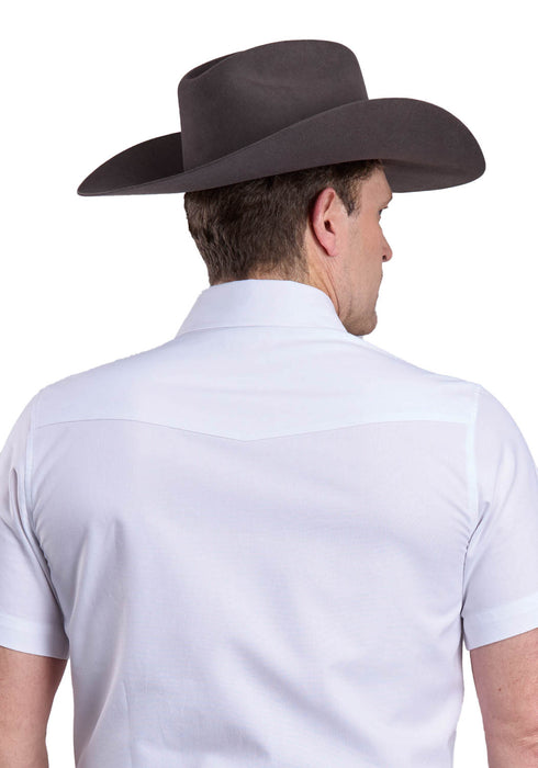 Stetson Mens 2768 Soft Oxford Optic White 100% Cotton S/S Shirt