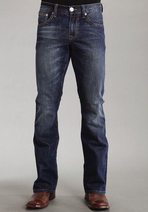Stetson Mens 1014 Rocks Fit Small Stitch Blue 100% Cotton Jeans