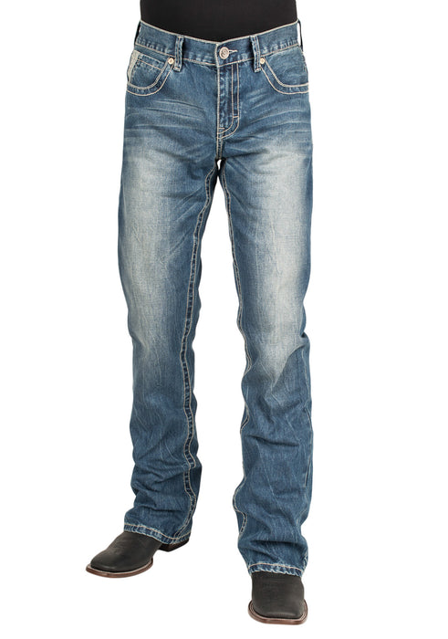 Stetson Mens 1014 Rocks Fit V Deco Blue 100% Cotton Jeans