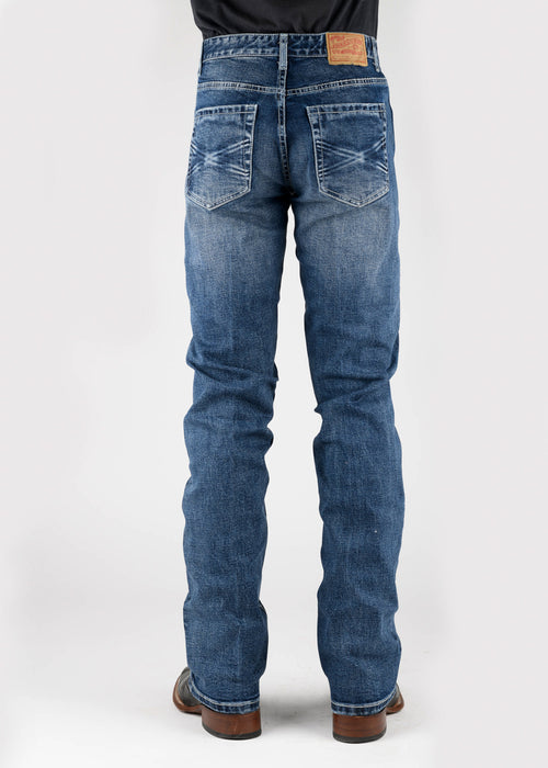 Stetson Mens 1211 Stretch Straight Leg Blue Cotton Blend Jeans