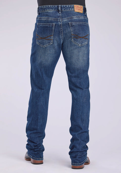 Stetson Mens 1211 Straight Stretch Blue Cotton Blend Jeans