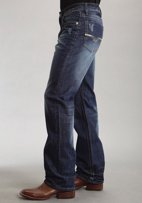 Stetson Mens 1312 Modern Fit Deco Blue 100% Cotton Jeans