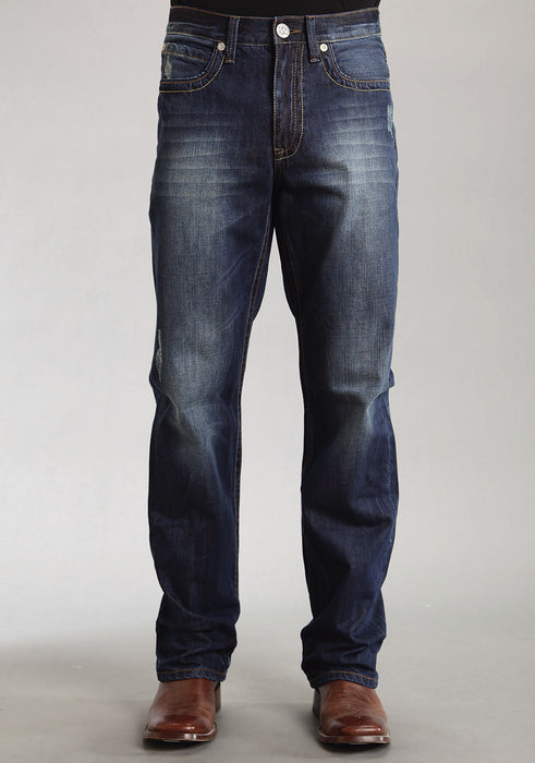Stetson Mens 1312 Modern Fit Deco Blue 100% Cotton Jeans