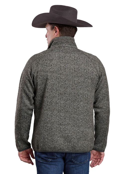 Stetson Mens 1/4 Zip Bonded Green 100% Polyester Pullover Sweater