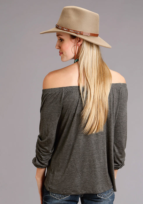 Stetson Womens Elastic Top Grey Rayon/Spandex L/S Tunic