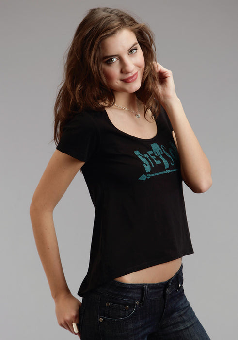 Stetson Womens Arrow Screenprint Black 100% Cotton S/S T-Shirt