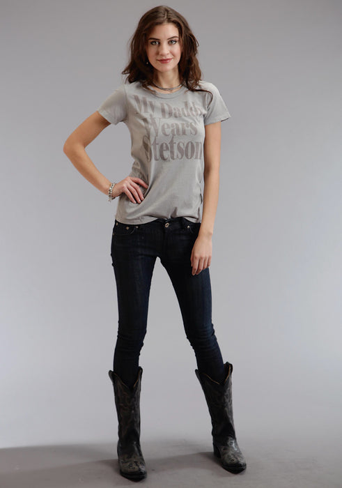 Stetson Womens My Daddy Wears Grey 100% Cotton S/S T-Shirt