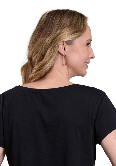 Stetson Womens Vintage Cowgirl Scene Black Cotton Blend S/S T-Shirt