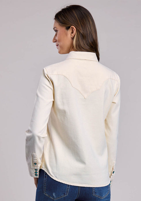 Stetson Womens 3 Point Back Yoke Cream 100% Cotton L/S Shirt