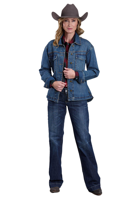 Stetson Womens Buffalo Plaid Red/Black Poly/Rayon L/S Shirt