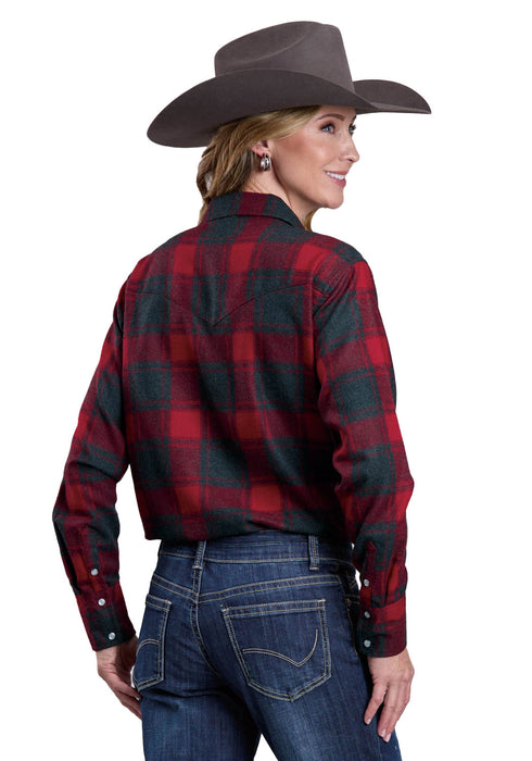 Stetson Womens Buffalo Plaid Red/Black Poly/Rayon L/S Shirt