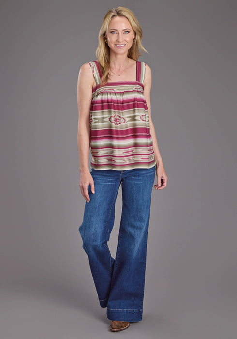 Stetson Womens 2439 Vintage Tapestry Red/Tan 100% Rayon S/L Tank Top