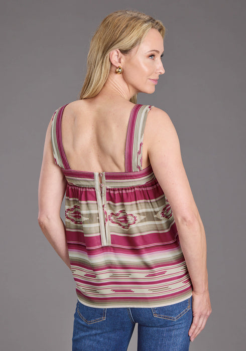 Stetson Womens 2439 Vintage Tapestry Red/Tan 100% Rayon S/L Tank Top