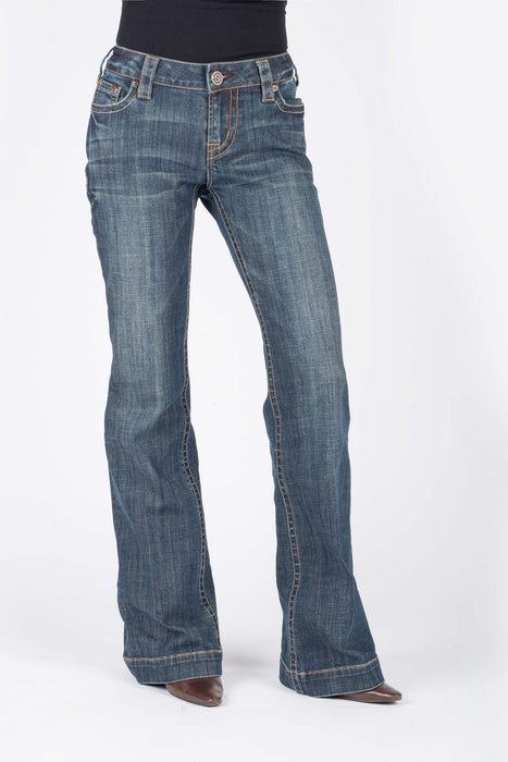 Stetson Womens 214 City Stitched Circle Blue Cotton Blend Jeans