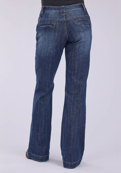Stetson Womens 214 Trouser Fit Slash Pkts Blue Cotton Blend Jeans