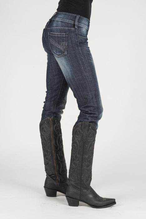 Stetson Womens Blue Cotton Blend S Pixie Jeans