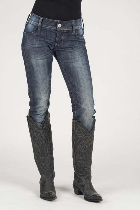 Stetson Womens Blue Cotton Blend S Pixie Jeans