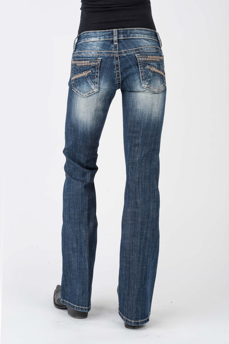 Stetson Womens 816 Classic Plain Pocket Blue Cotton Blend Jeans