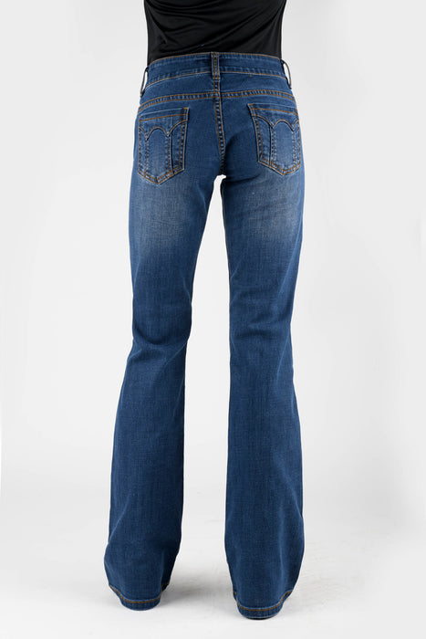 Stetson Womens 816 Fit Classic Bootcut Dark Blue Wash Cotton Blend Jeans