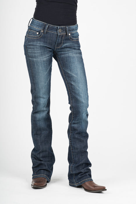 Stetson Womens 818 Fit S Back Pocket Blue Cotton Blend Jeans
