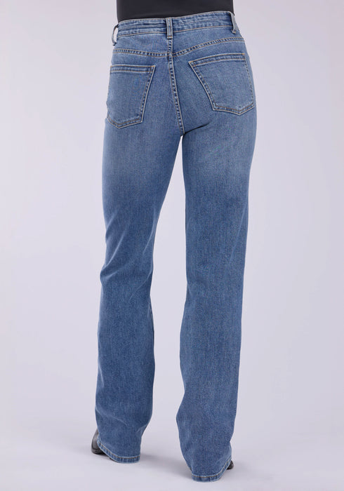 Stetson Womens 915 High Rise Plain Back Blue Cotton Blend Jeans