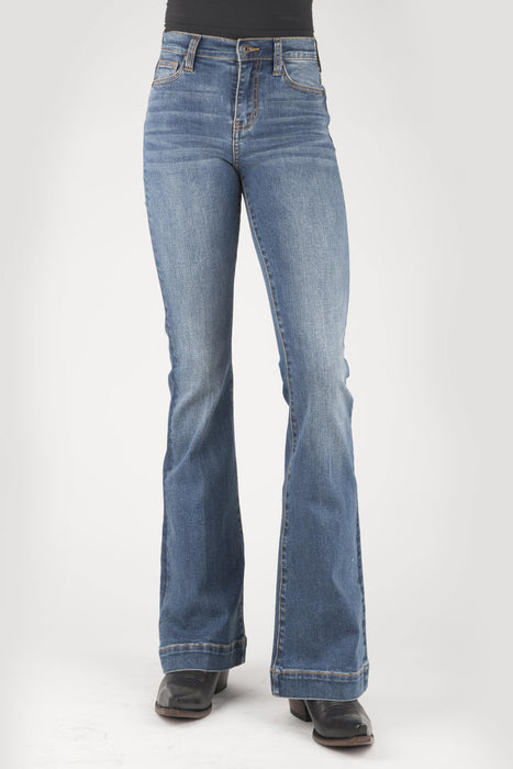 Stetson Womens 921 High Waist Plain Back Blue Cotton Blend Jeans