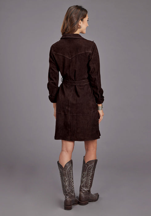 Stetson Womens Western Shirt Chocolate Brown Lambskin L/S Dress