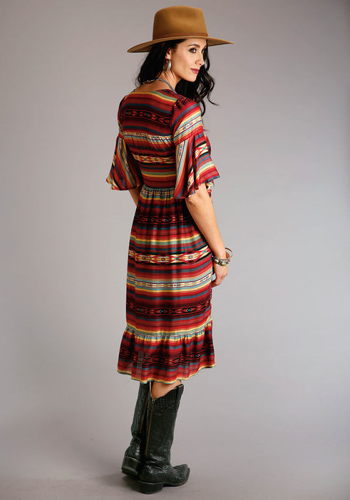 Stetson Womens Multi-Color Rayon/Nylon Serape Print S/S Herringbone Dress