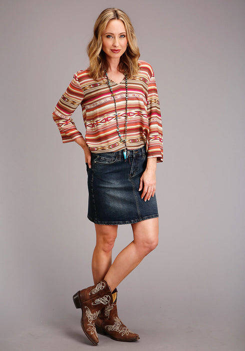 Stetson Womens Dark Denim Cotton Blend Five Pocket Skirt