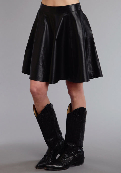 Stetson Womens Back Zip Circle Black Lamb Leather Skirt
