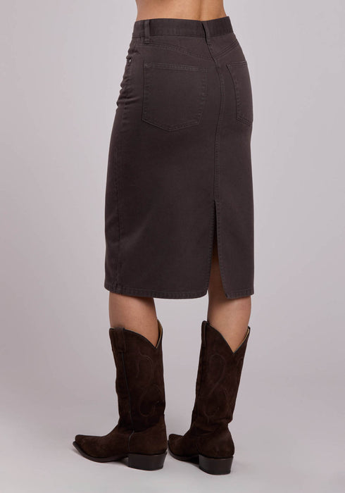 Stetson Womens 5 Pocket Maxi Chocolate Cotton Blend Skirt